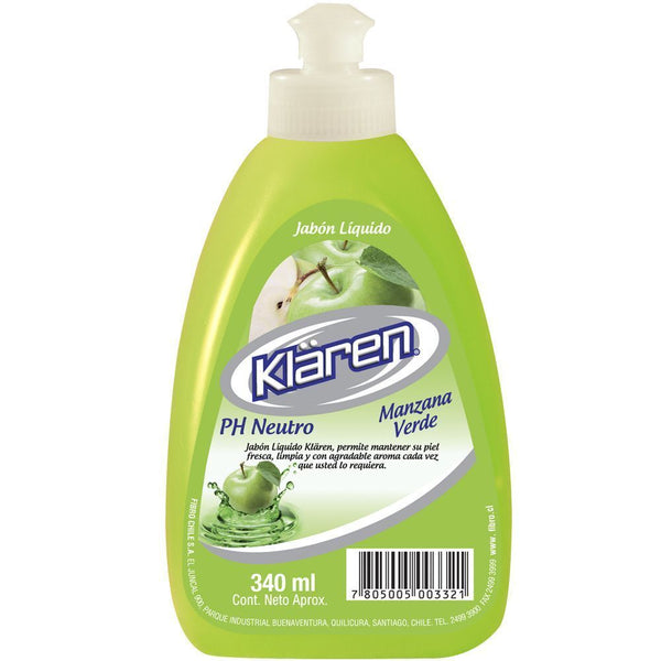 Jabon Liquido 340 Ml Manzana Ph Neutro KLAREN 